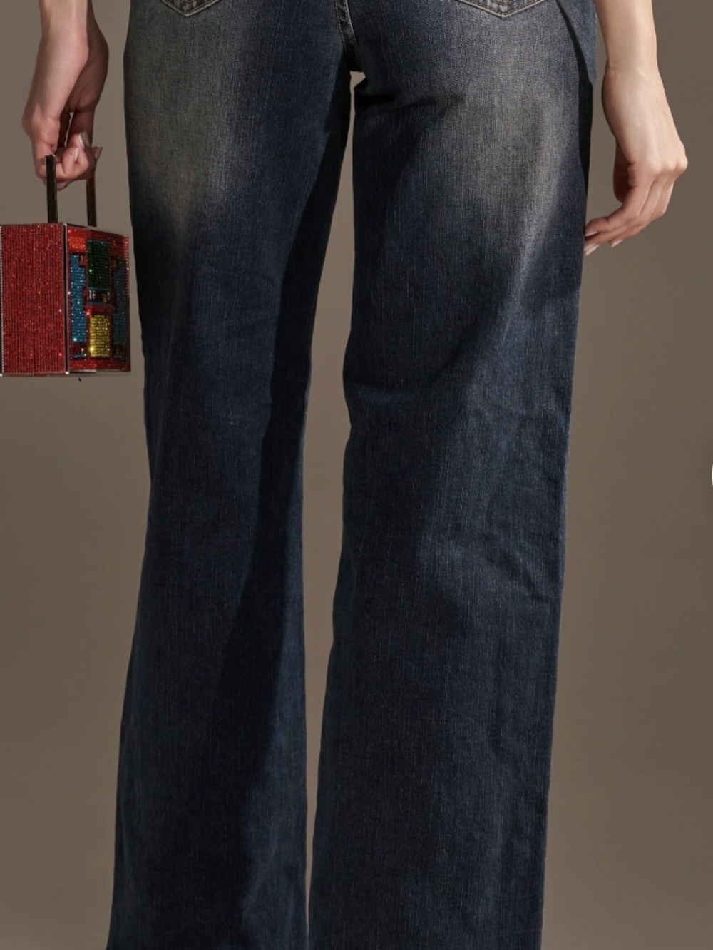 AKIRA Straight-Leg Jeans with Multicolor Jewel Embellishments - Dark Wash - Picture 5 of 9